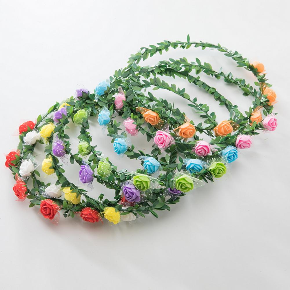 4Pcs Rose Flower Crown Bride Floral Hair Wreath Headband Garland Women Girls Hair Accessories Wedding Party Headwear