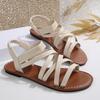 Summer Women's Cross Belt Casual Color Flat Bottom Versatile Comfortable Non Sandals for Wearing Outside