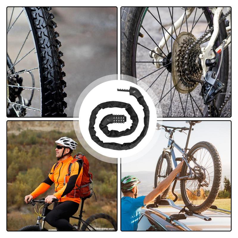 Für Fahrradschloss Kette Fahrradkettenschloss Diebstahlschutz Mit 5-stelligem zurücksetzbarem Hochsicherheits-Fahrrad-Passwort Für Motorräder Türen