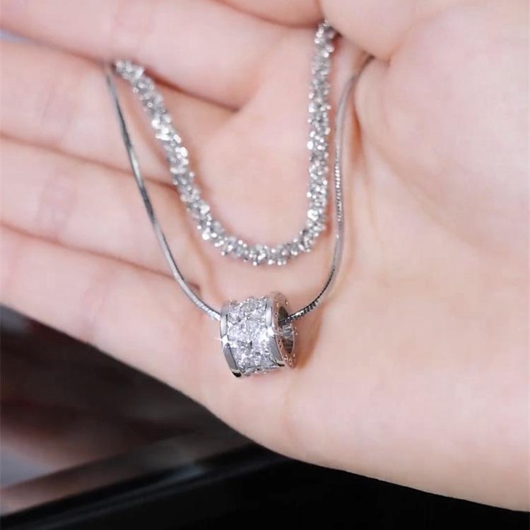 Double-layer Shimmering Layered Small Waist Necklace with A Korean-style Star-shaped Design Lockbone Chain