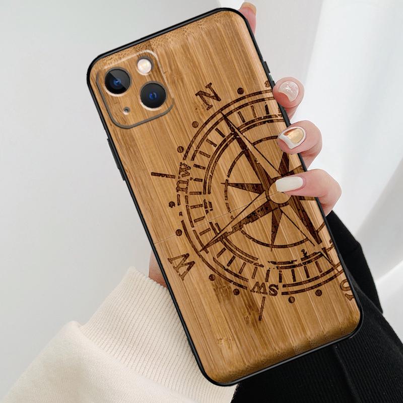 Natural Bamboo Wood Animal Print Phone Case For iPhone 17 Pro Max 14 13 12 11 15 16 Pro Max mini 15 16 Plus 16e 17 Air Cover