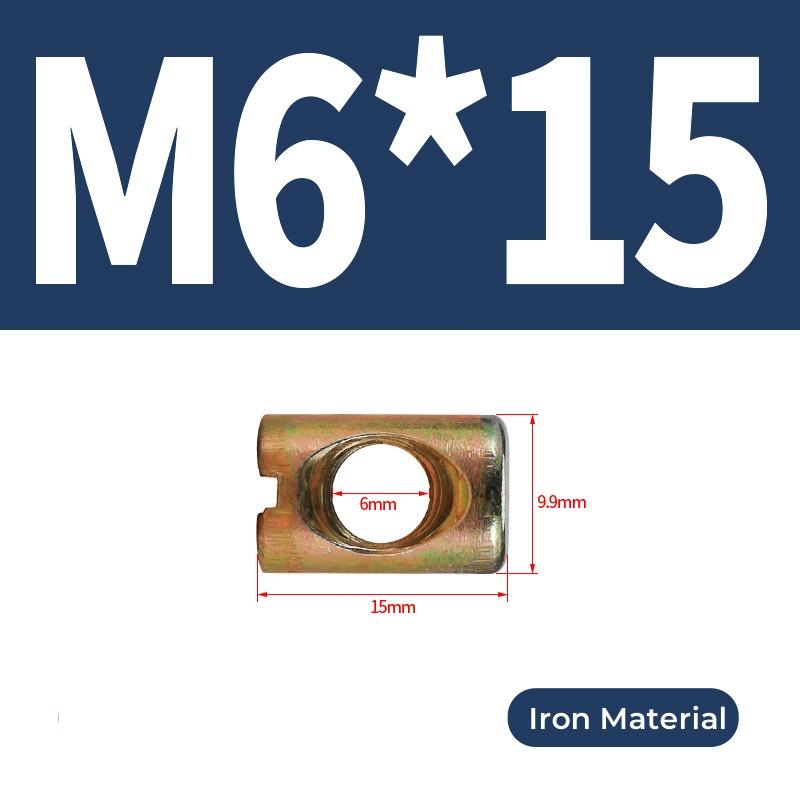 M6 M8 Barrel Nuts Bolts Cross Dowel Slotted Hammer Embedded Nut Horizontal Hole Nut For Beds Chairs Furniture