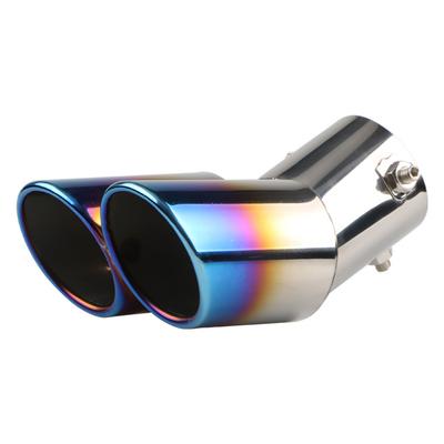 Tail Throat Tailpipe Dual Outlet Car Exhaust Muffler Tip Stainless Steel Car Oval Rear Exhaust Burnt Blue Car Round Accessories