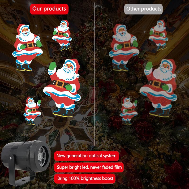 Christmas Projector Lights 6 Pattern Interchangeable Card LED Stage Lights Snowflake Decor Party Laser Light Projection Lamp