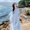 Women's Summer Beach Vacation Dress Sweet and Gentle Style French Elegant Stunning Off-Shoulder Beach Skirt