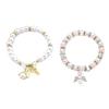 Feminine Rose Gold Tone Bracelet With Sturdy Pearls Accent and Meaningful Crosses Charm Decoration