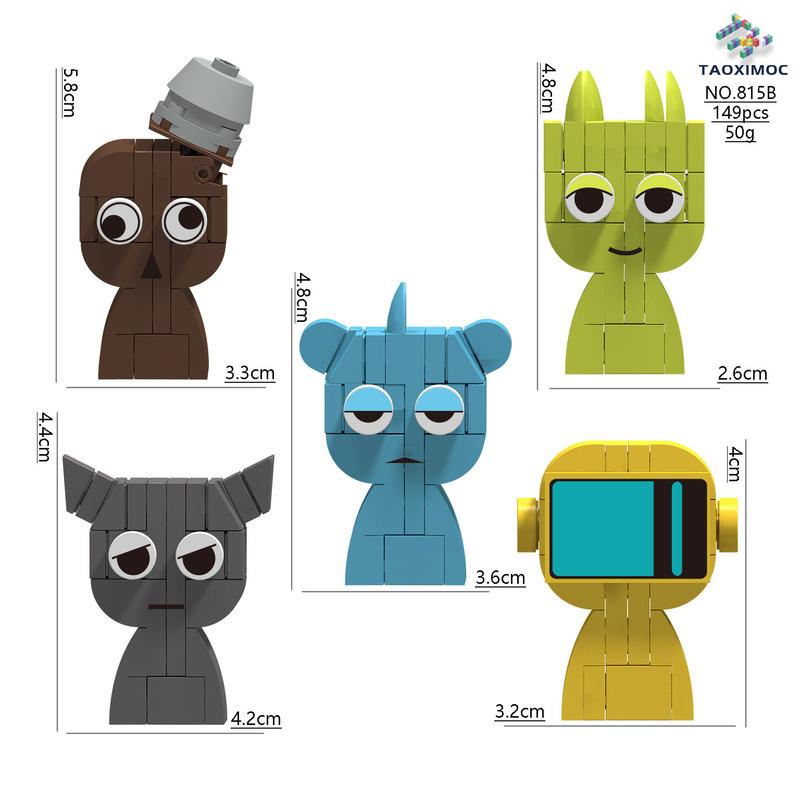 Sprunki Giocattoli Playset Blocchi da Costruzione Set di Blocchi da Costruzione Sprunki Horror Grigio Wenda Simon Tunner Oren Figura di Costruzione Sprunki Mini Set