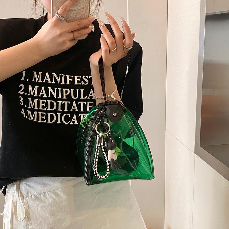 Jelly Bag Women 2025 New Korean Version of Fashion Niche Shoulder Bag Internet Celebrity Portable Messenger Transparent Small Square Bag Women
