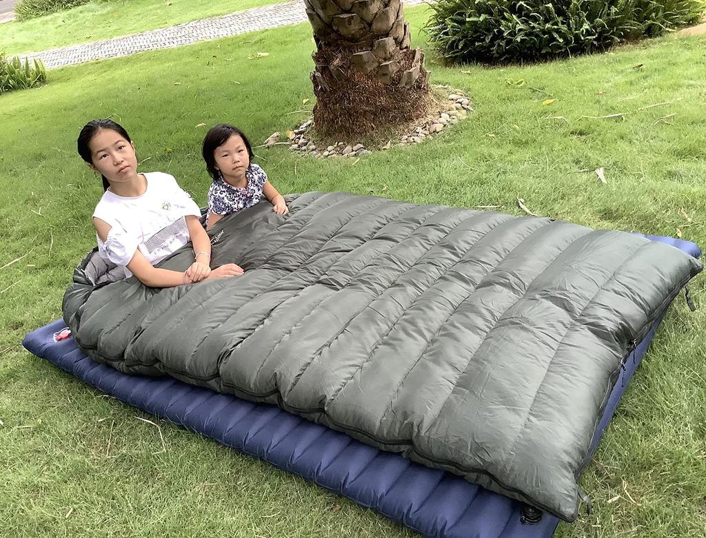 Fengzel utomhus mumie-typ sovsäck för två personer, 93% dunhalt, 1000-4000g högkvalitetsfjädrar, vänster och höger öppningsbar, helt öppningsbar,