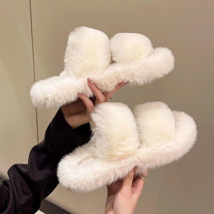 Internet-Promi Schuhe Winter flauschige Hausschuhe Damen 2025 Herbstmodelle dicksohlige flauschige Outdoor-Bekleidung flauschiger Mopp Mode Zuhause Plüsch Baumwollmopp Baumwoll