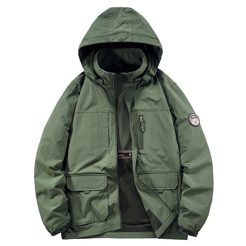 Men's Jacket Spring and Autumn Leisure Joker Outdoor Windproof Hooded Tooling Mountaineering Clothes