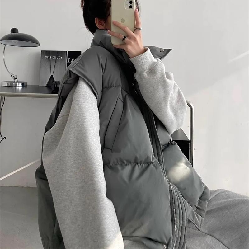 Women Vest Coat Stand Collar Winter Women Warm Sleeveless Coat Oversize Waistcoat Tops Vest Chaleco Mujer Gilet Casaco Femi