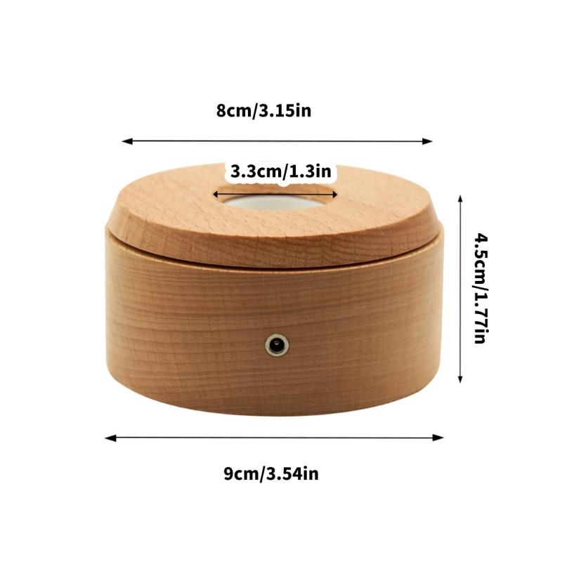USB Operated Decorative Light Base Featuring 7 Chromatic Modes for Showcasing Glass Craft In Secure Wood Housing