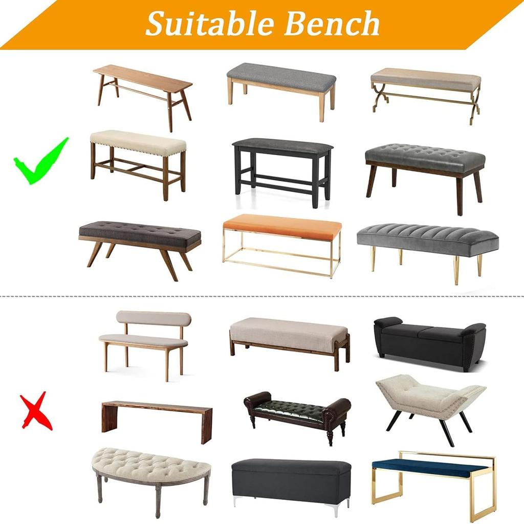 Super Stretch Leather Dining Bench Cover, Removable Bench Slipcover Waterproof Bench Seat Protector Cover for Living Room, Bedroom, Kitchen,Brown