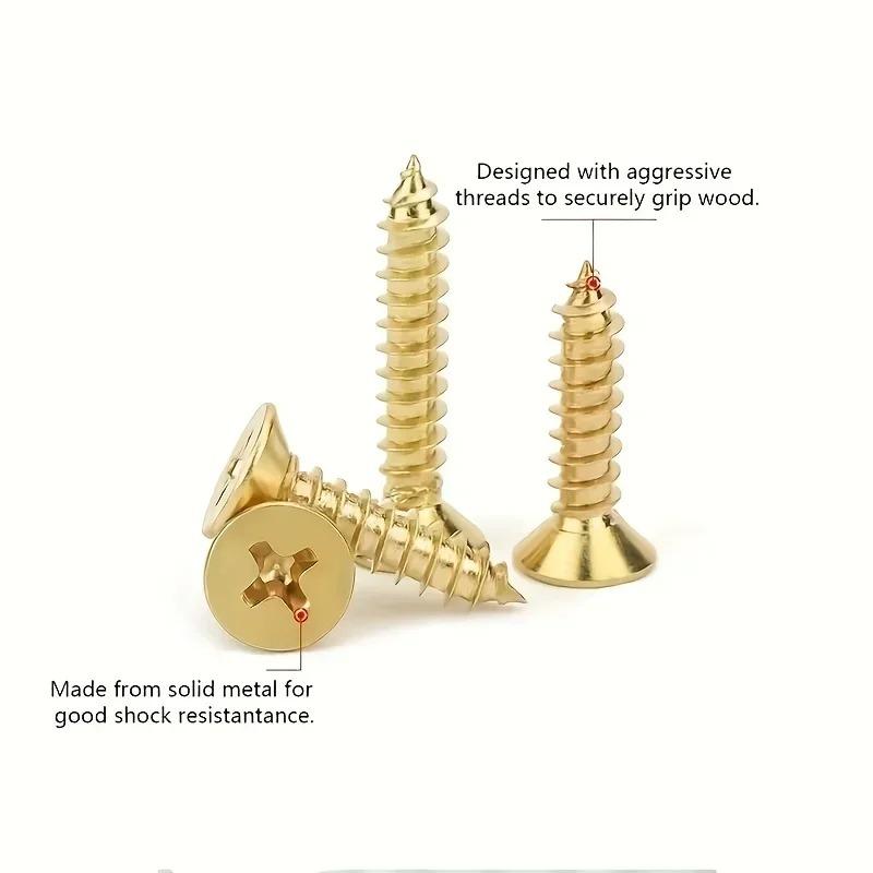 530PCS M2 Gold Countersunk Cross Self Tapping Screw Set, DIY Woodworking Fastening Tool