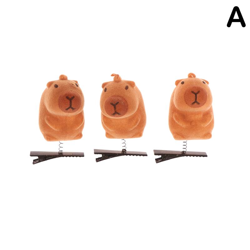 3 Stück Beflockung Lustige 3D Capybara Feder Plüsch Haarnadel Tier Lieblich Haarspange Accessoires Kopfschmuck