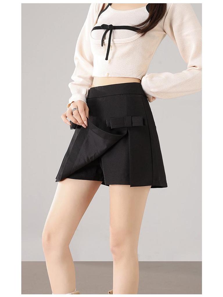 2025 Sweet Bow High-Waisted A-line Slimming Skirt-Pants for Long Legs