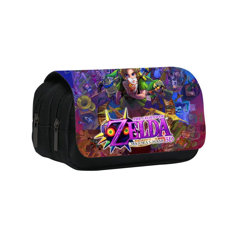 Zelda Themed Pattern Double Layer Flip Cover Stationery Storage Pencil Bag For Students And Office Use