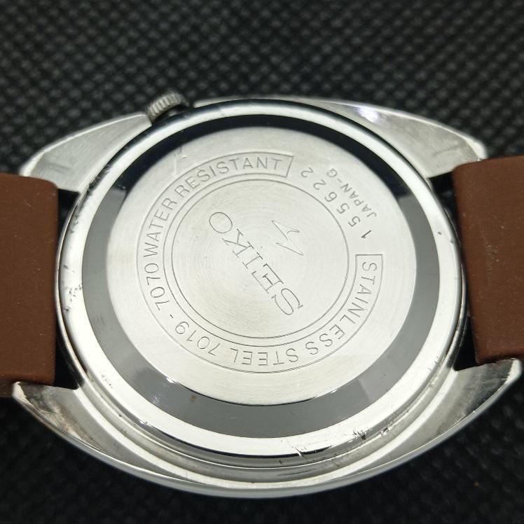 ВЖИВАНИЙ РІДКІСНИЙ ВІНТАЖНИЙ SEIKO 5 AUTO 7019A ЯПОНІЯ ЧОЛОВІЧИЙ ГОДИННИК З КРЕМОВИМ ЦИФЕРБЛАТОМ 621a-a413409-2