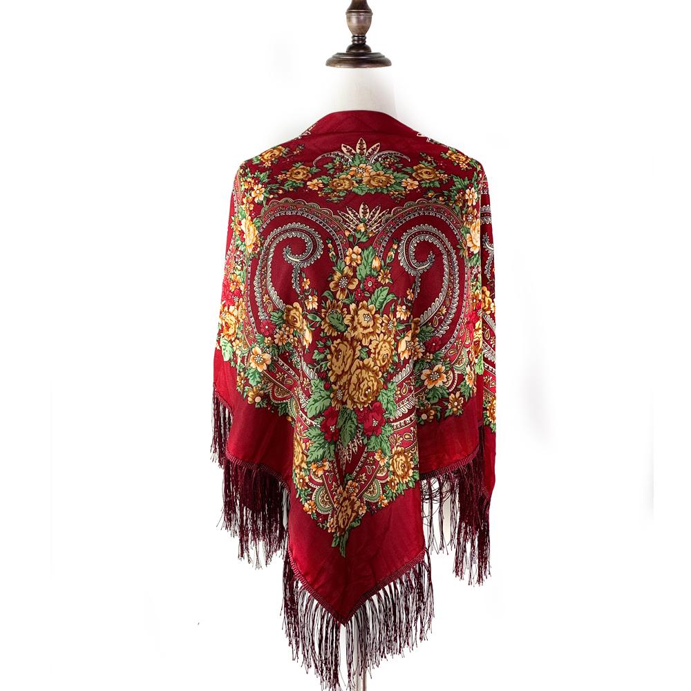 135*135cm Luxury Floral Print Ukrainian Square Scarf