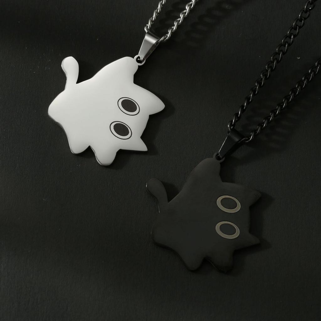 Raised Cat Necklace Titanium Steel Pendant Versatile Snake Bone Chain Jewelry