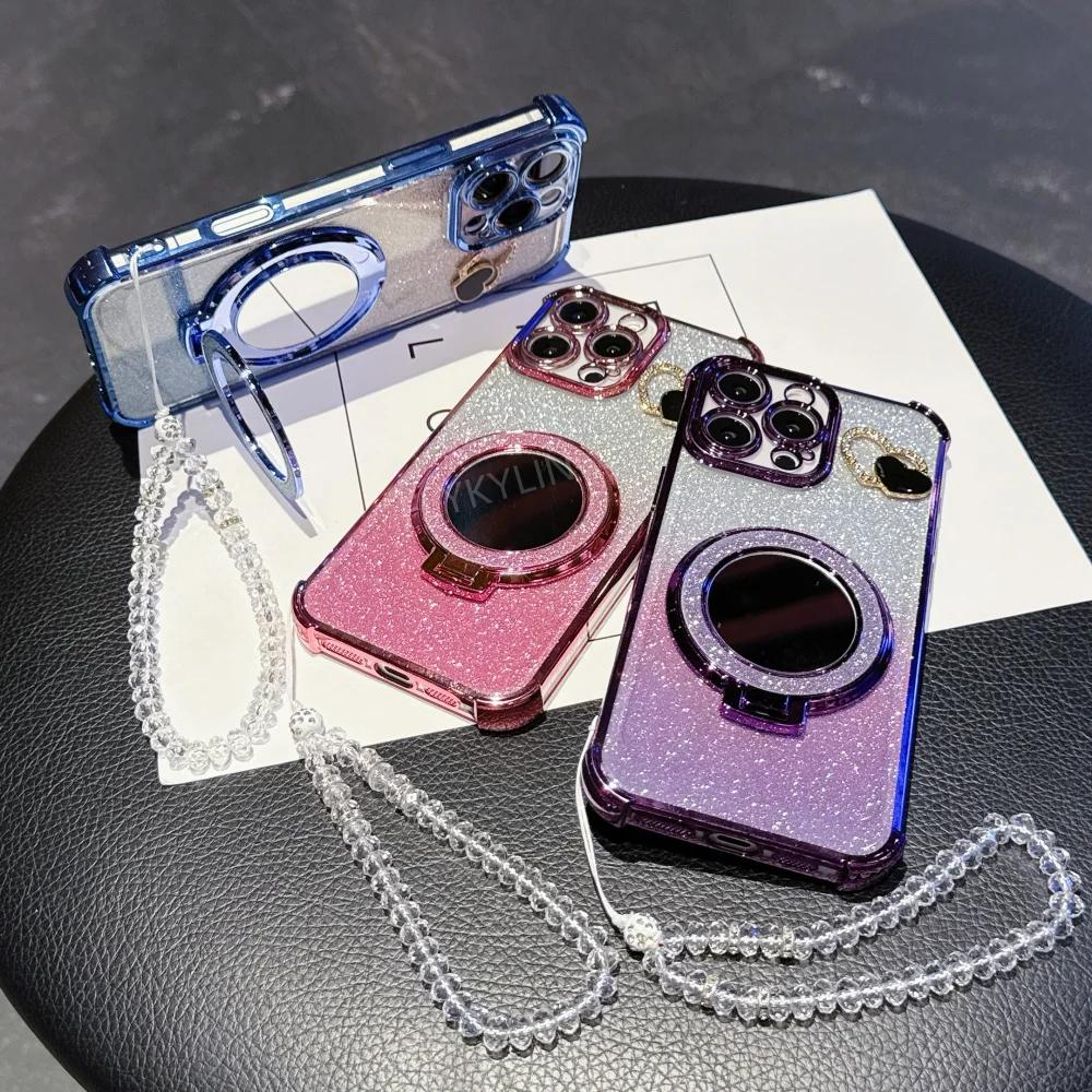 Nárazuvzdorný pokovený kryt na telefon pro Xiaomi Redmi Note 14 13 Pro Plus 5G 4G 11S 12 10S 9 Zrcadlový magnetický držák kryt