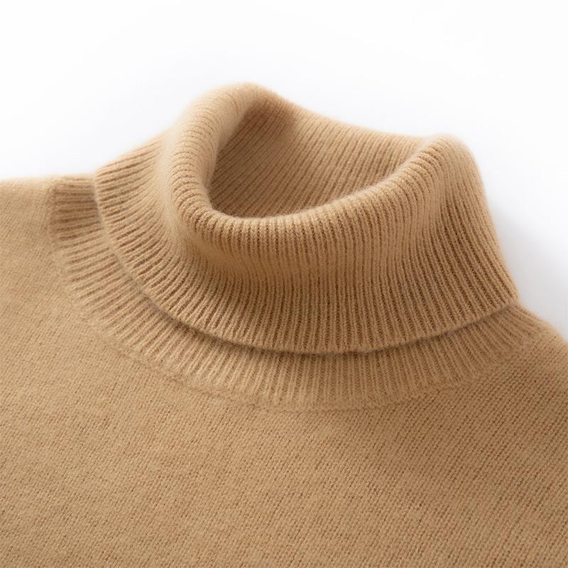 Double strand thickened high lapel cashmere sweater solid color pullover knitting