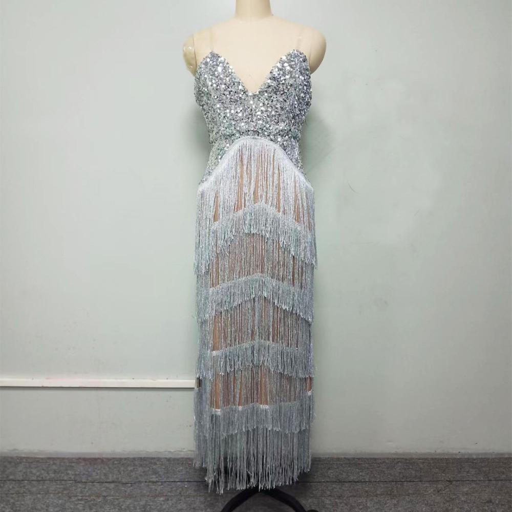 Women's Independent Station Ebay Sexy Sequin Suspender Fringed Dress Hip Skirt
