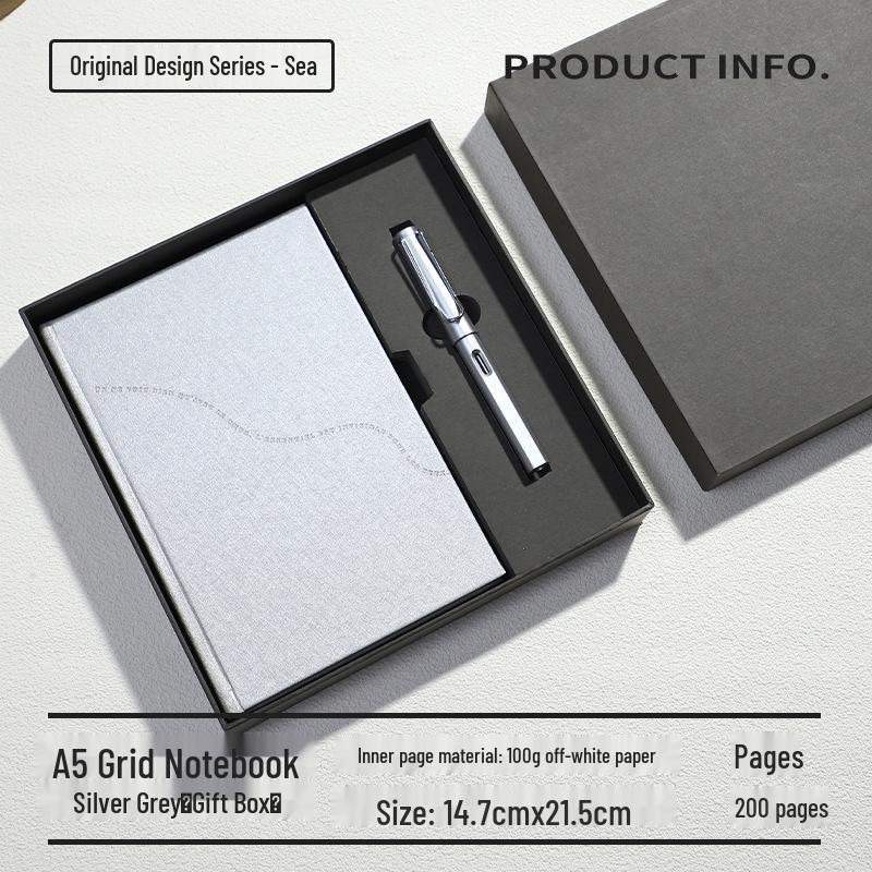 Premium A5 French Grid Notebook with Customizable Logo and Gift Box