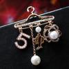 Women Girls Refined Creative Hanger Brooches Personality Number 5 Breastpin