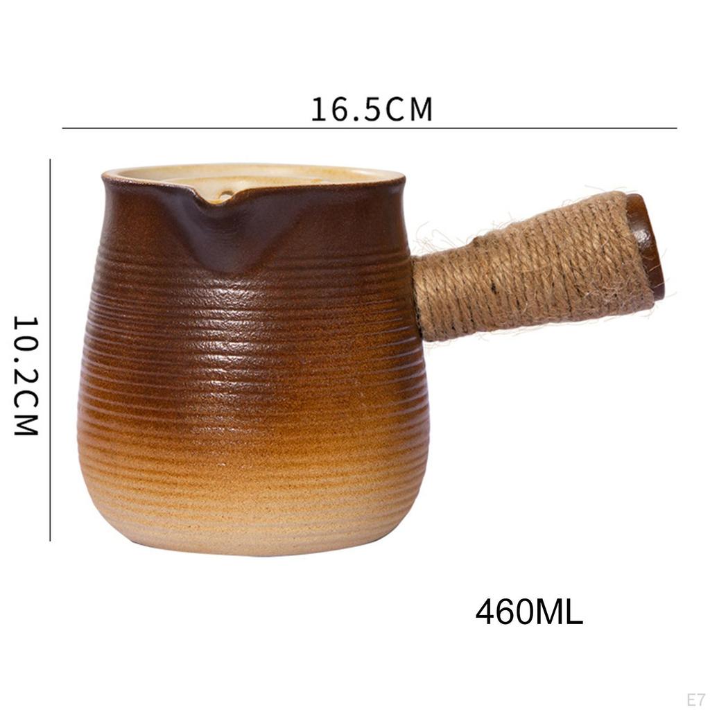 Ceramic Teapot Blooming and Loose Tea Kettle Maker with Rope Wrapped Handle for Boiling