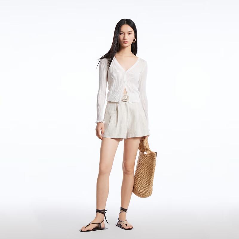 VEROMODA V-Neck Ruffle Cuff Solid Knit Cardigan