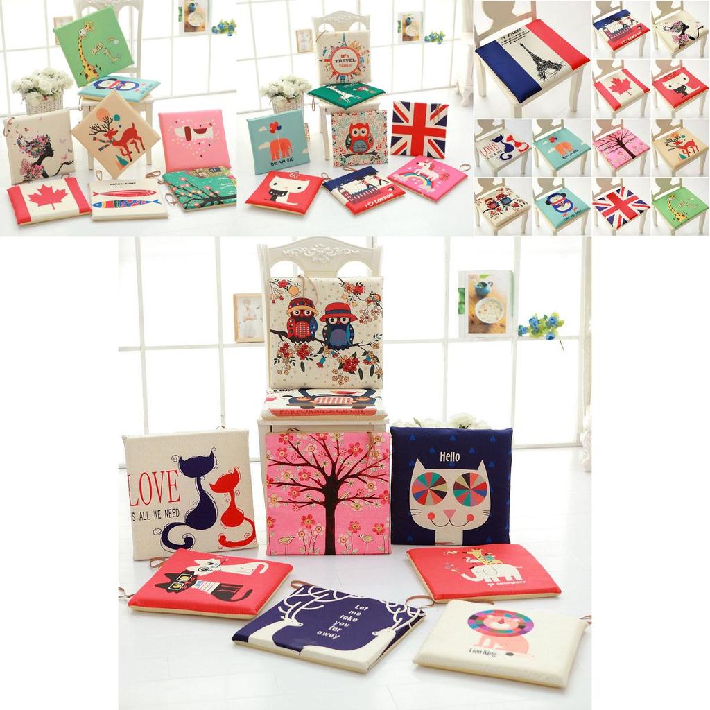 Cartoon-Muster Memory-Schaum Quadratische Stuhlkissen mit abnehmbarem waschbarem Bezug