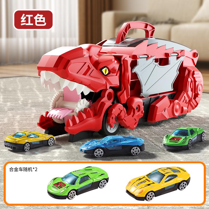 Non-Toxic Dinosaur Toys For Kids Children Ages 3-5 Car Track Set Dinosaur Transport Truck With Diecast Cars That Transform Into Dinosaurs