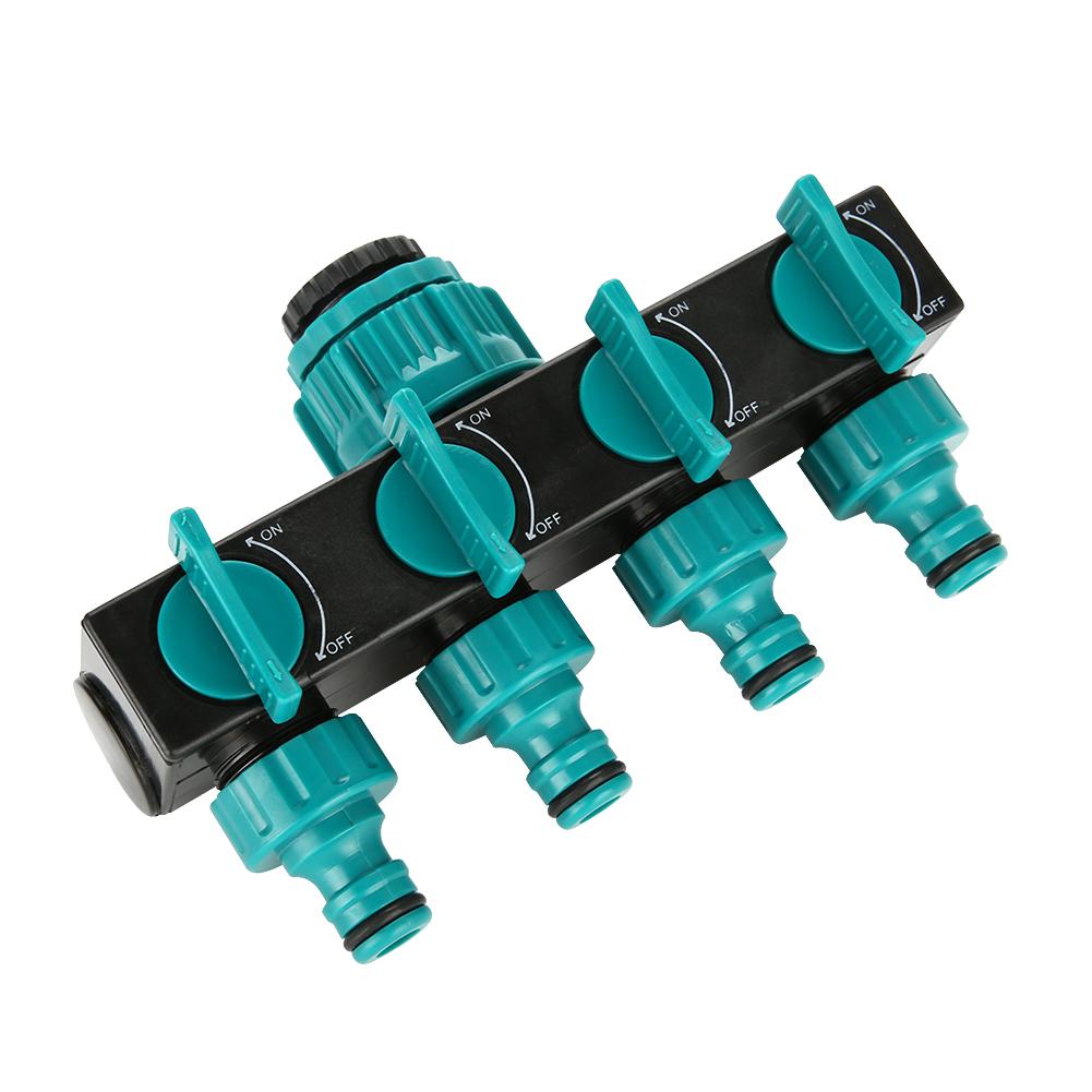 4 Way Tap Hose Adapter,   Converts Faucet Water To 4 Outlets with Stop Valve, Great for Garden Watering, Easy Installation with