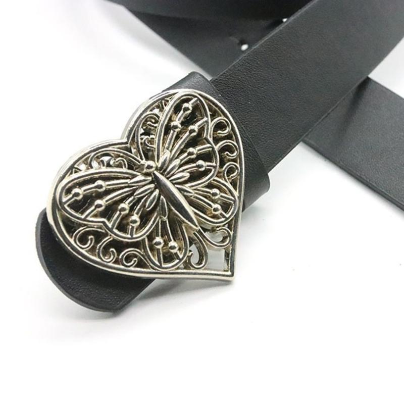 Love Heart Butterfly Buckle Belt for Teens Casual Belt Pants Jeans Belt Eye Catching Waistband Women Accessories