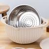 1 Set Stainless Steel Drain Basket Double-layered Rotatable Anti-skid Bottom Kitchen