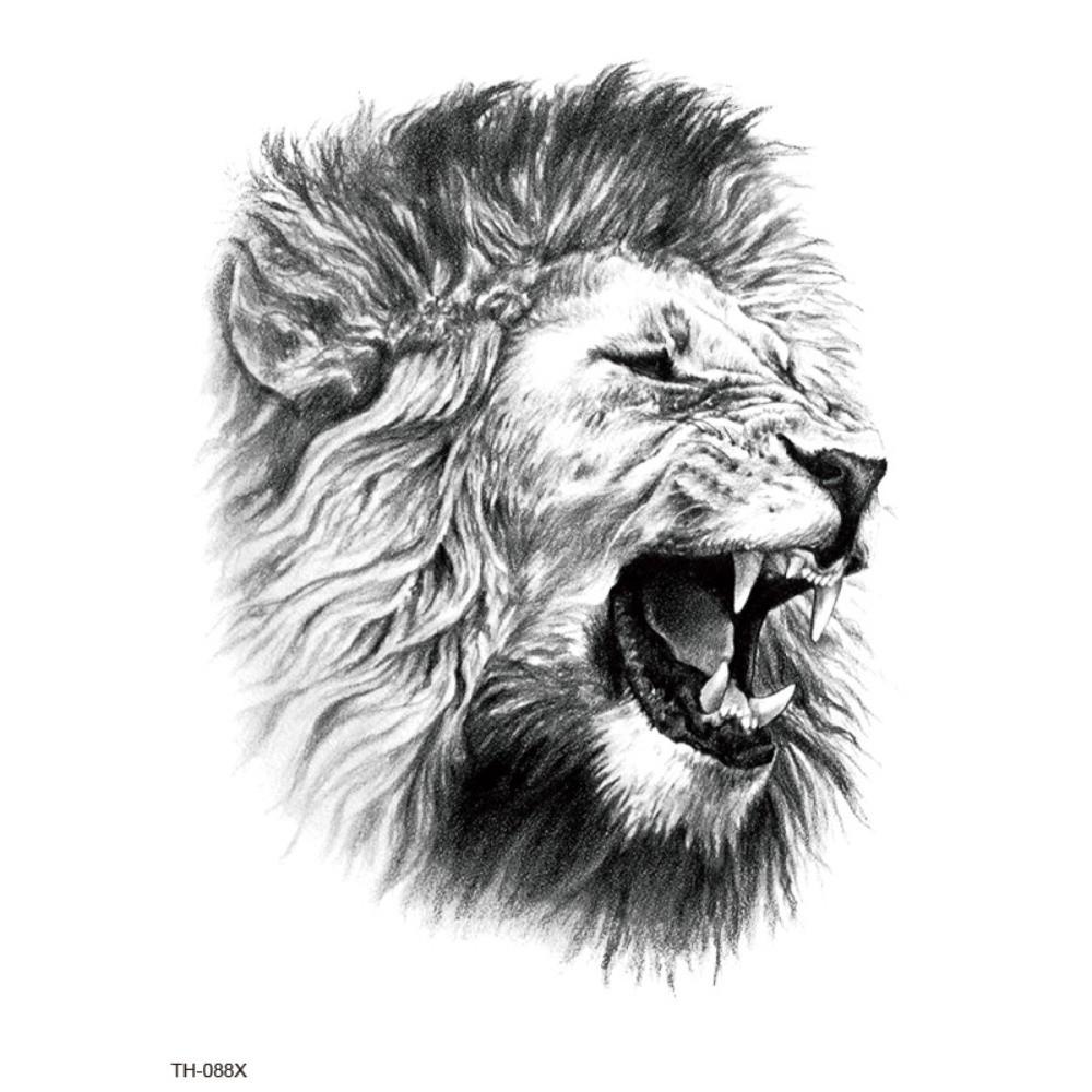 Wash Painting Style Tiger Lion Wolf Tattoo Stickers Animal Body Art Tattoo  Finger Hand Legs