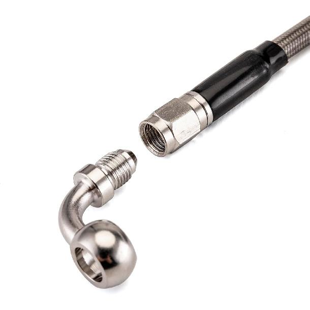 Mofun Extended Length Stainless Steel Hydraulic Front Brake Line Kit Non-ABS For 12"-14" Handlebar Compatible With Harley Sportster XL 883 1200