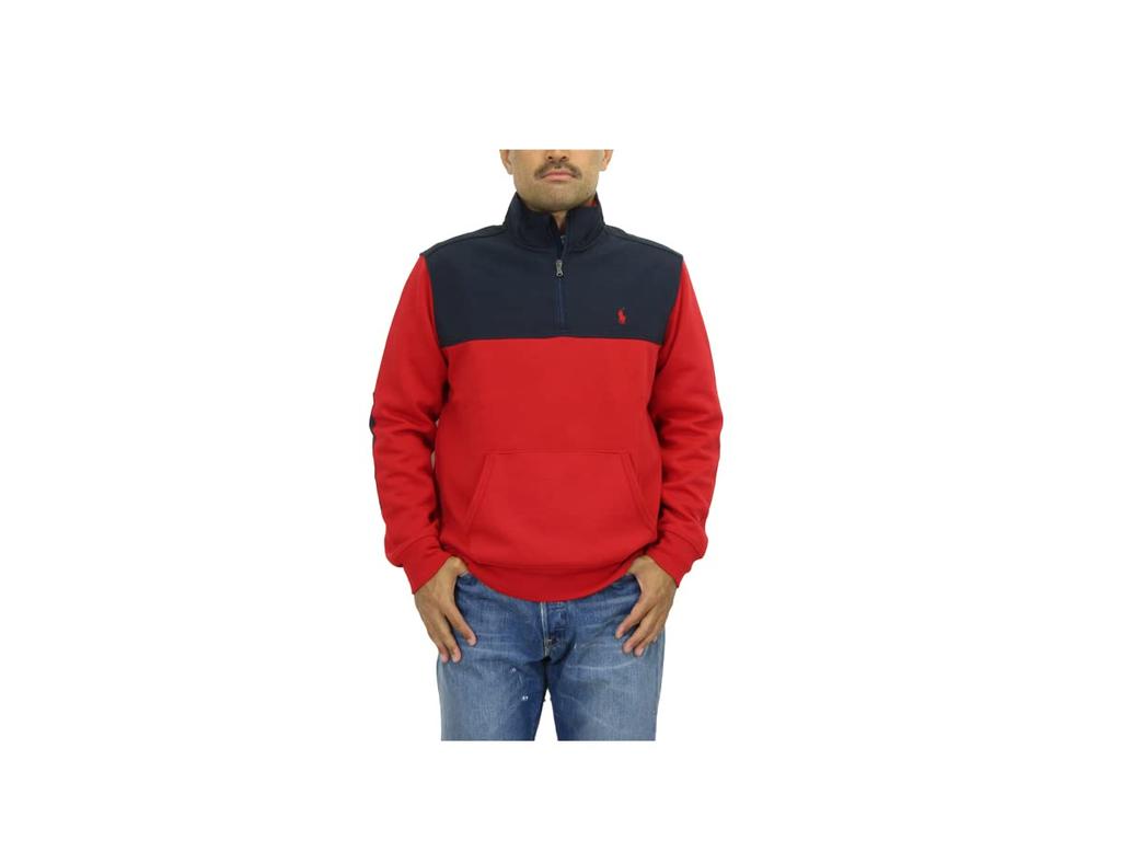 POLO RALPH LAUREN Jersey Pullover Size Red Men's Half-Zip Jacket, L, (Product Code 0101931)