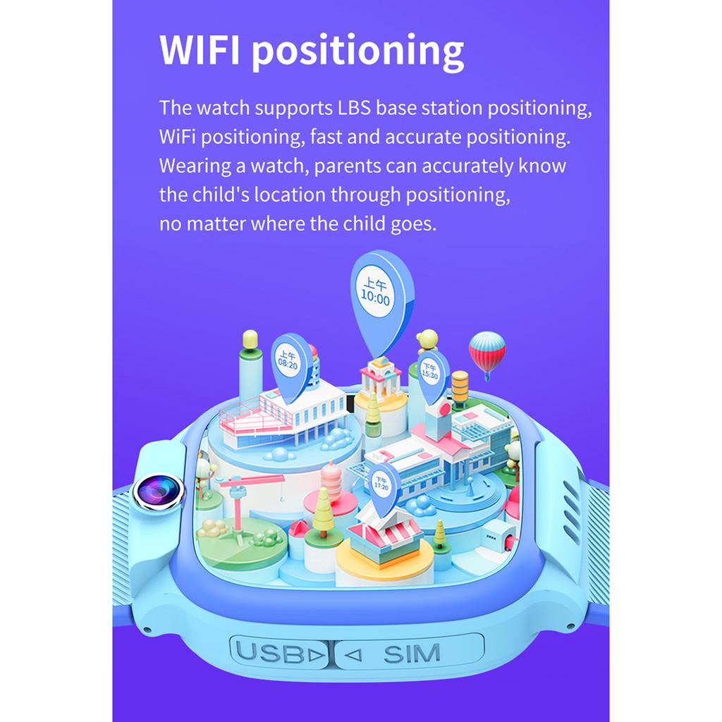 Kids Smartwatch with Phone Calling SOS Weather Photo Alarm Function Children Smartwatch WIFI LBS Real-time Positioning