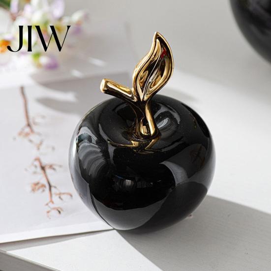 Modern Minimalist Home Decor Resin Apples Figurine with Leaf, Fruit Ornament, Smooth Glazed Sculptures Arts Crafts Desk Office Decor, Housewarming