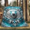 1pc Polar Bear Mandala Throw Blanket Polyester Fiber, Lightweight Flannel, Soft & Warm, All Season Use for Outdoor, Camping Digital Print