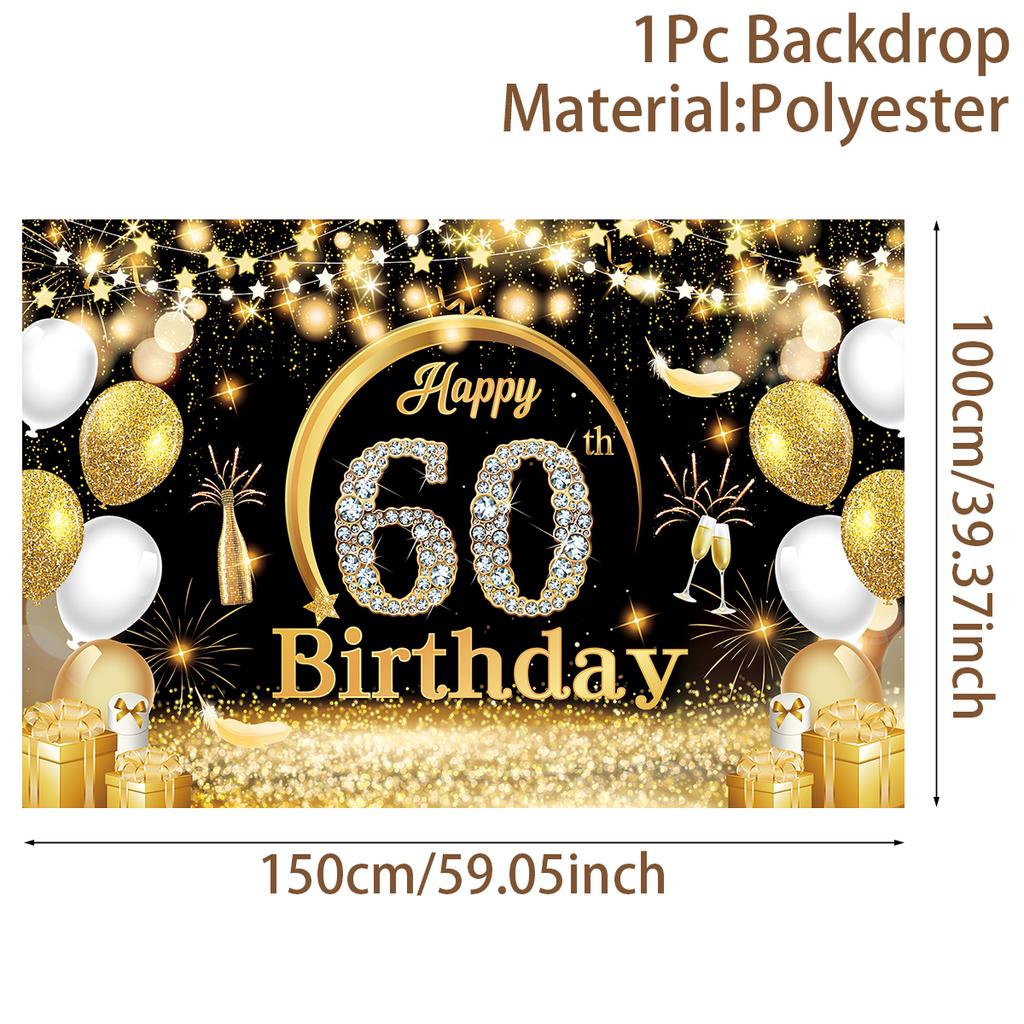 Black Gold Birthday Table Runner 30 50 Birthday Tablecloth Balloon Party Decoration For Home Backdrop Wedding Adult Anniversary