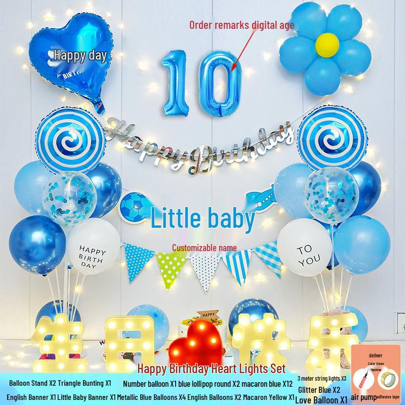 Happy Birthday Balloons for 7-8-Year-Old Girls - Home Party Decoration and Background Wall Decor