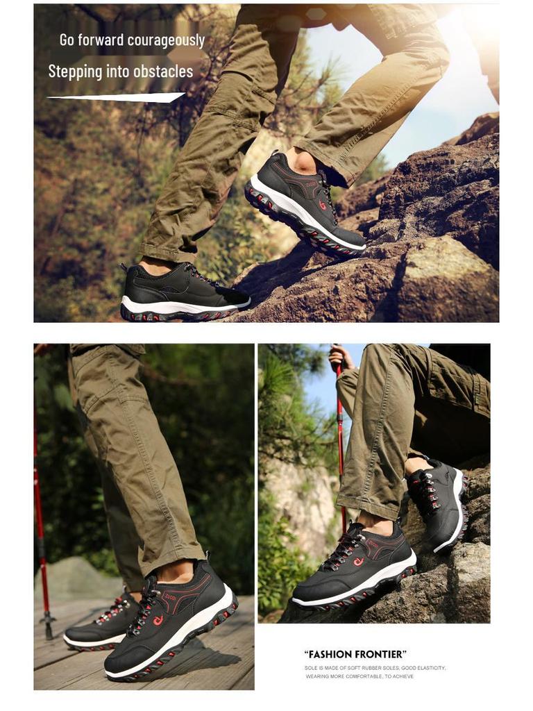 Men's Extra Large Waterproof Non-Slip Leather Shoes - Sizes 45-48, Yellow, for Casual, Sports, Work, and Hiking.