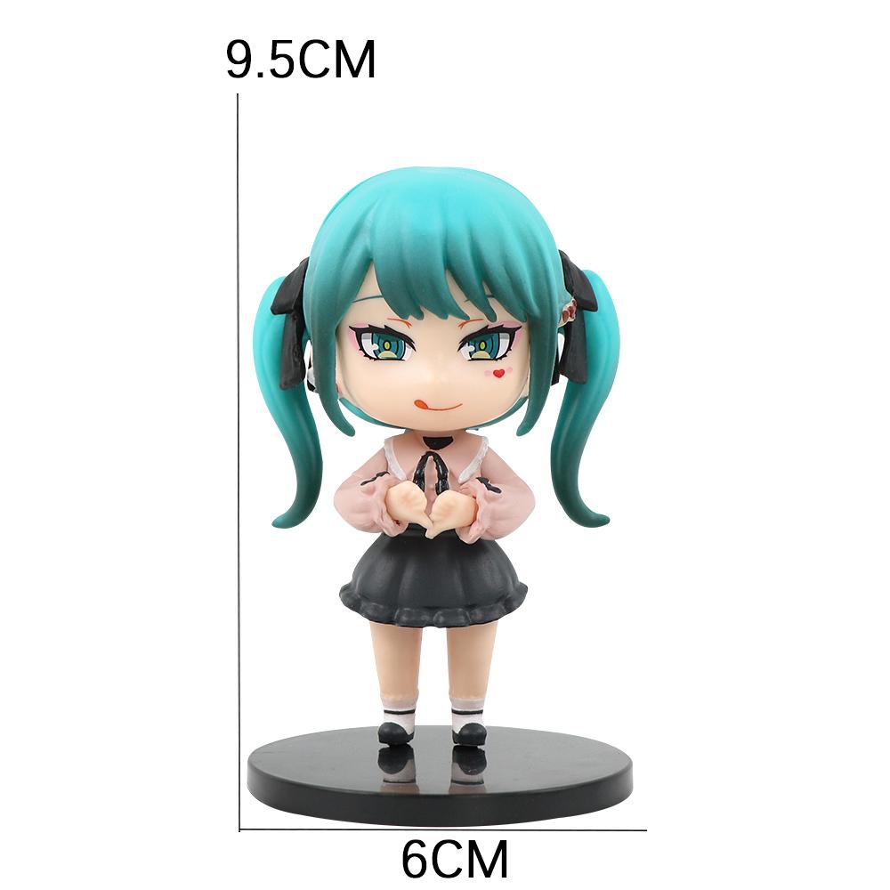 6Pcs Q Version Hatsune Miku Anime Action Figurine  Pvc Model Collection Dolls Desktop Decoration Kids Toys Birthday Gifts