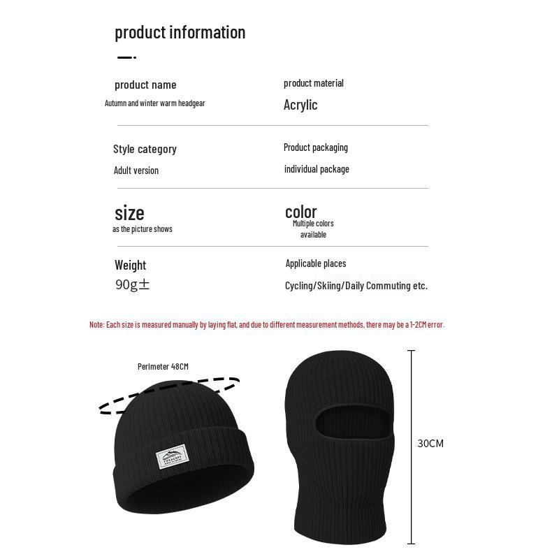 European and American Style Thick Woolen Beanie with Ear Flaps - 2-in-1 Knitted Hat & Adjustable Face Protection for Warm Cycling