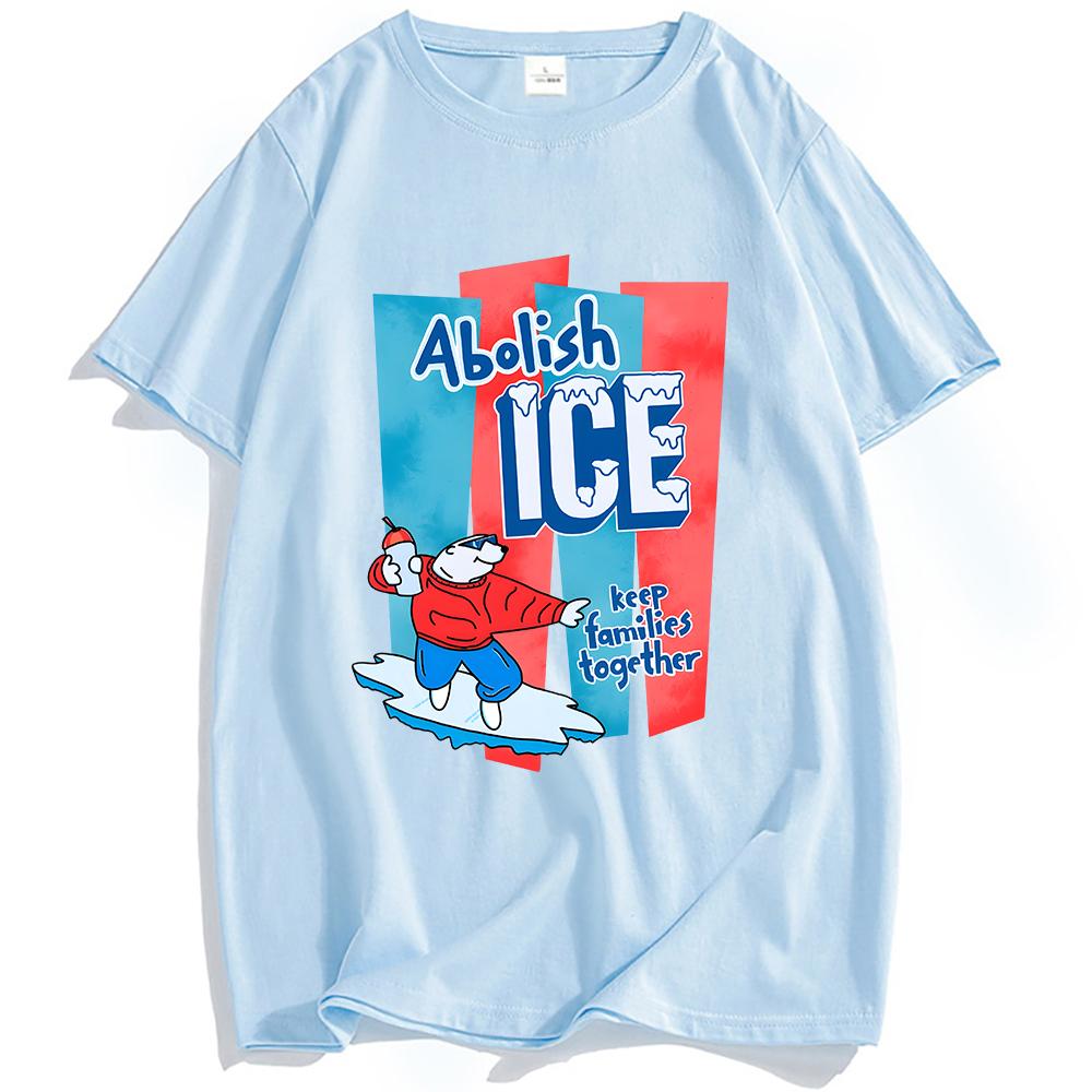 Abolish Ice America T-shirt Summer Short Sleeve Cotton Crew Neck Tshirts Unisex Tee Casual Loose Graphic Printing Tees