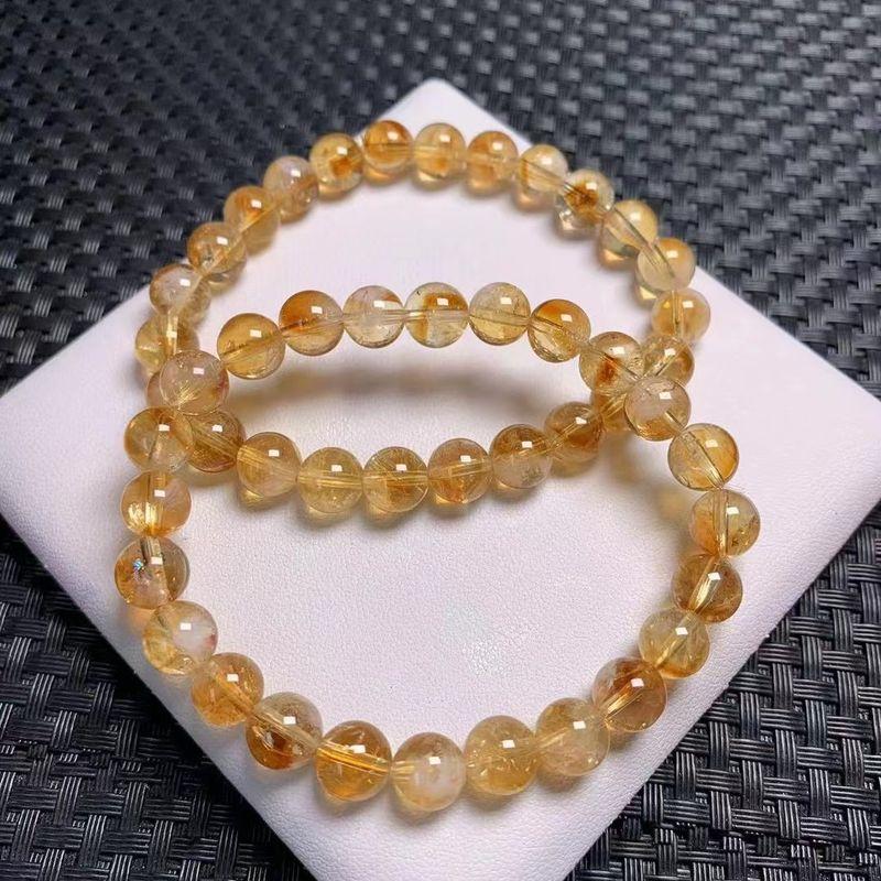 

Натуральный Бразильский Привлекающий Богатство и Сокровища Бусины Однорядное Украшение Цитрин About 6mm round bead diameter